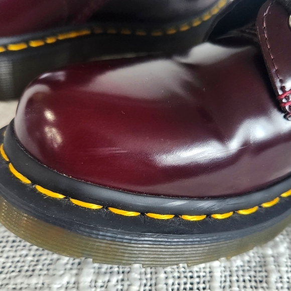 New Dr. Martens Cherry Red Air Wair Vegan RubOff 1460 Lace Up Boots - Picture 6 of 15